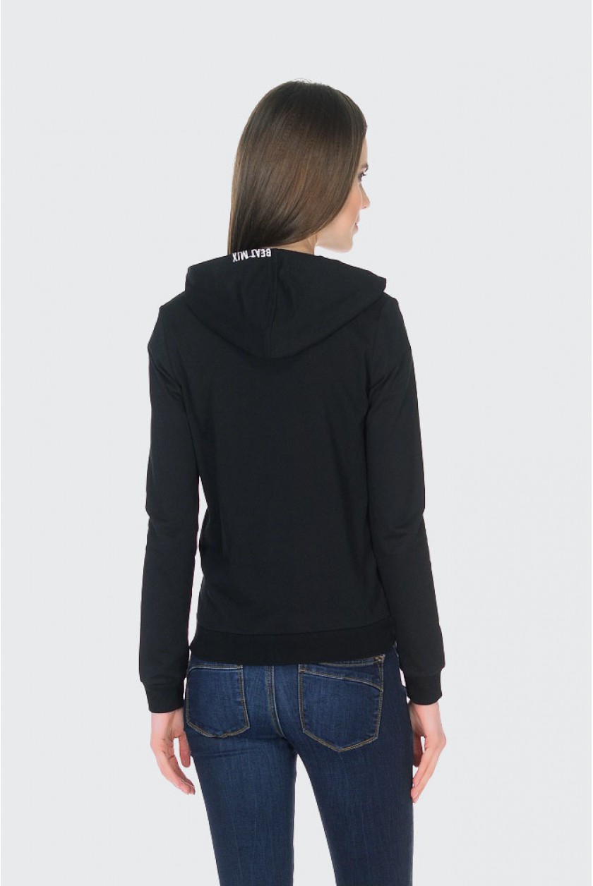 Фото товара 15161, черная толстовка на молнии с капюшоном